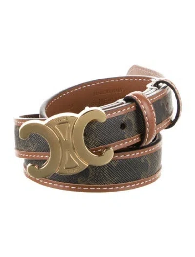 Pre-owned Celine Triomphe Skinny Belt In Brown