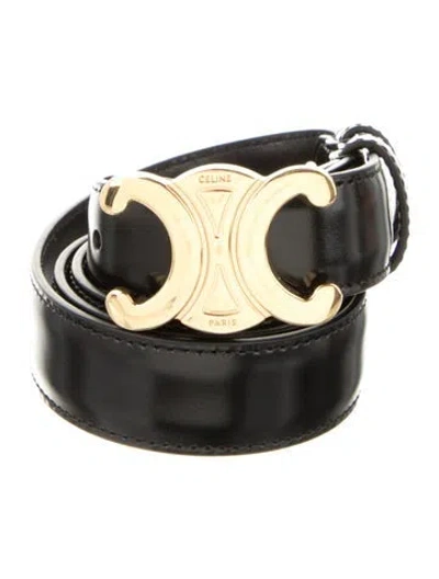 Pre-owned Celine Triomphe Skinny Belt Kit In Black
