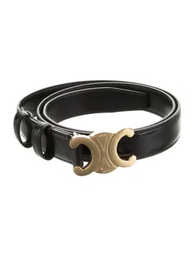 Pre-owned Celine Triomphe Skinny Belt Kit In Black