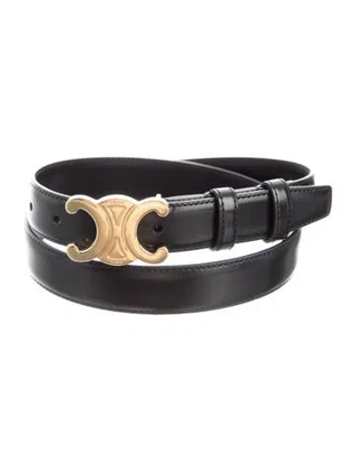 Pre-owned Celine Triomphe Skinny Belt Kit In Black