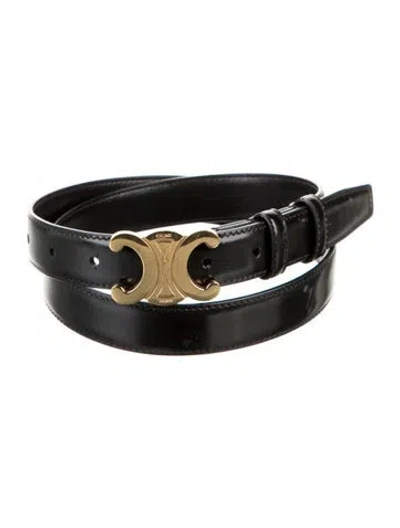 Pre-owned Celine Triomphe Skinny Belt Kit In Black