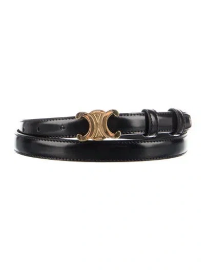 Pre-owned Celine Triomphe Skinny Belt Kit In Black