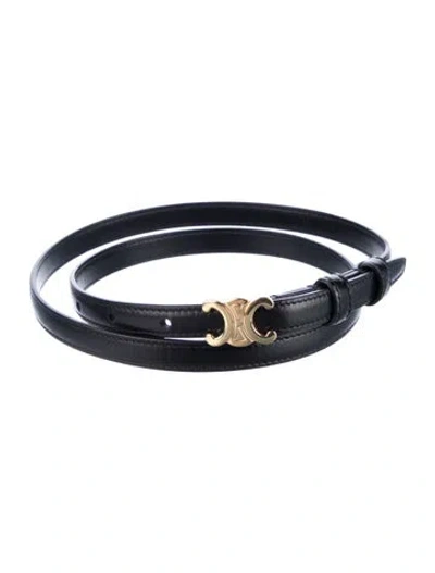 Pre-owned Celine Triomphe Skinny Belt W/ Tags In Black