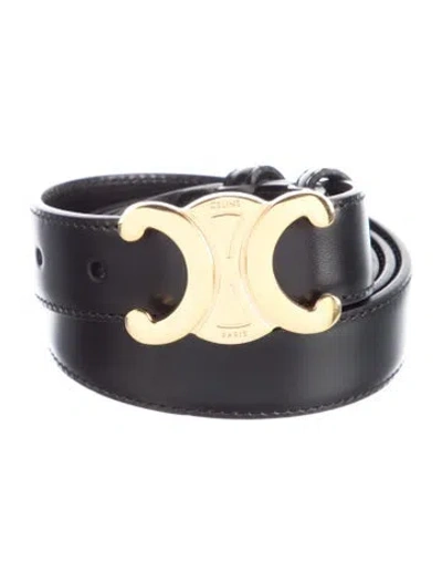 Pre-owned Celine Triomphe Skinny Waist Belt In Black