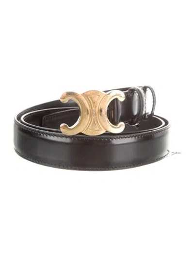 Pre-owned Celine Triomphe Skinny Waist Belt In Black
