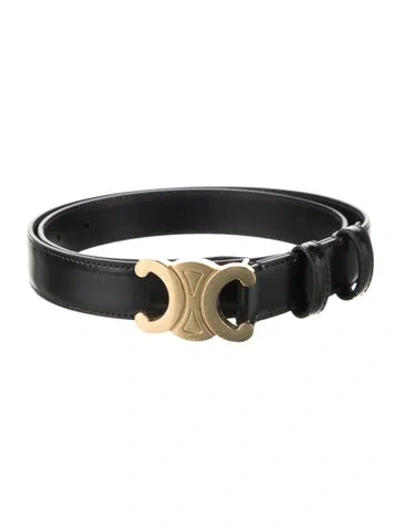 Pre-owned Celine Triomphe Skinny Waist Belt In Black