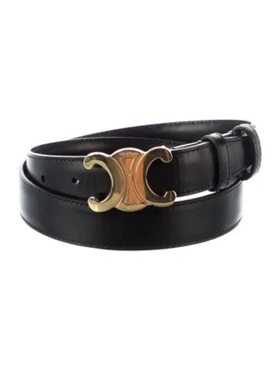 Pre-owned Celine Triomphe Skinny Waist Belt In Black