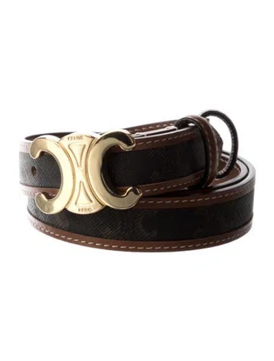 Pre-owned Celine Triomphe Skinny Waist Belt In Brown