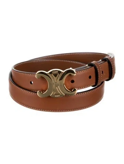 Pre-owned Celine Triomphe Skinny Waist Belt In Brown