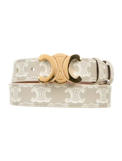 Pre-owned Celine Triomphe Skinny Waist Belt In Neutral