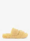 Celine Triomphe Slide 05 Shearling Sandals In Yellow