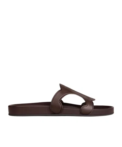 Celine Triomphe Slide In Calfskin - Vegetal Tanning In Brown