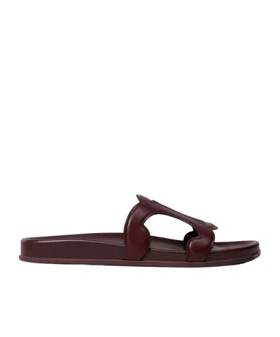 Celine Triomphe Slide In Calfskin In Brown