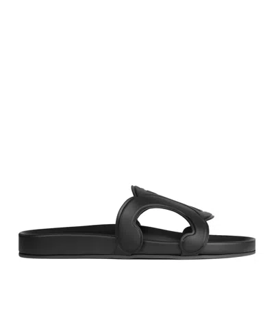 Celine Triomphe Slide In Calfskin - Vegetal Tanning In Black