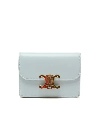 Celine Céline Triomphe Small Flap Wallet In Blue