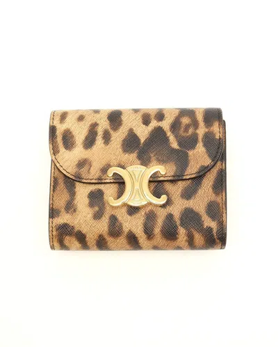Celine Céline Triomphe Small Flap Wallet In Brown