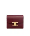 Celine Triomphe Small Flip Wallet In Brown