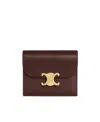 Celine Triomphe Small Glossy Wallet In Brown