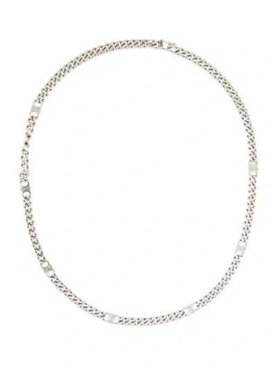 Pre-owned Celine Triomphe Small Gourmette Chain Necklace, 18.75" In Multi