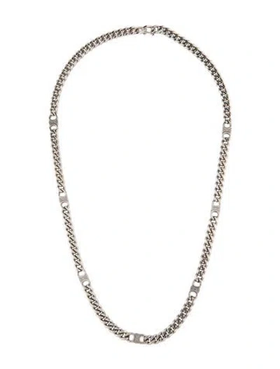 Pre-owned Celine Triomphe Small Gourmette Chain Necklace, 18.75" In Multi
