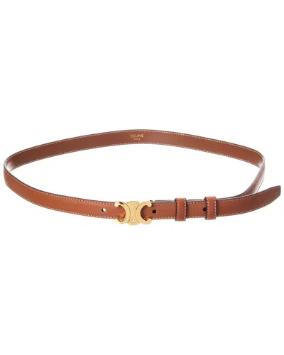 Celine Triomphe Small Leather Belt In Brown