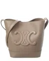 Celine Triomphe Small Leather Bucket Bag In Beige