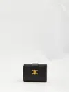 Celine Triomphe Small Leather Flap-over Wallet In Black