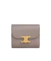 Celine Triomphe Small Wallet In Gray