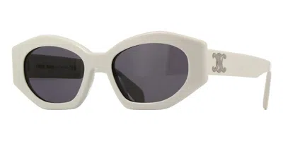Celine Triomphe Smoke Cat Eye Ladies Sunglasses Cl40238u 25a 55 In ["white"]