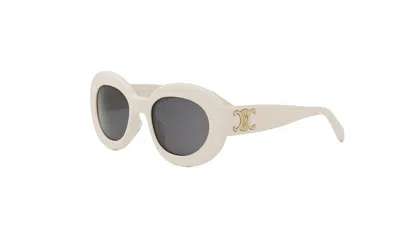 Celine Triomphe Smoke Oval Ladies Sunglasses Cl40312u 25a 53 In White