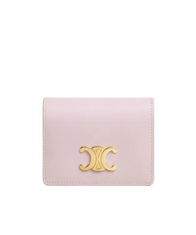 Celine Triomphe Snap Business Card Holder In Pink