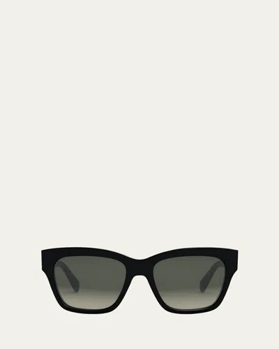 Celine Triomphe Square Acetate Sunglasses In Shiny Black Gradient Brown