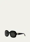 Celine Triomphe Square Acetate Sunglasses In Shiny Pink Brown