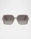 Celine Triomphe Square Acetate Sunglasses In Slbrnbrng