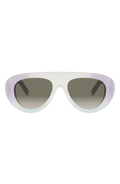 Celine Triomphe Stamp 57mm Pilot Sunglasses In White