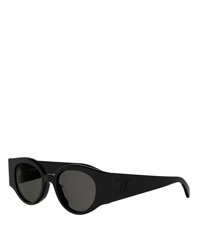 Celine Triomphe Stamp Round Sunglasses, 50mm In Black