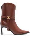 CELINE BROWN TRIOMPHE HARNESS 80 LEATHER BOOTS