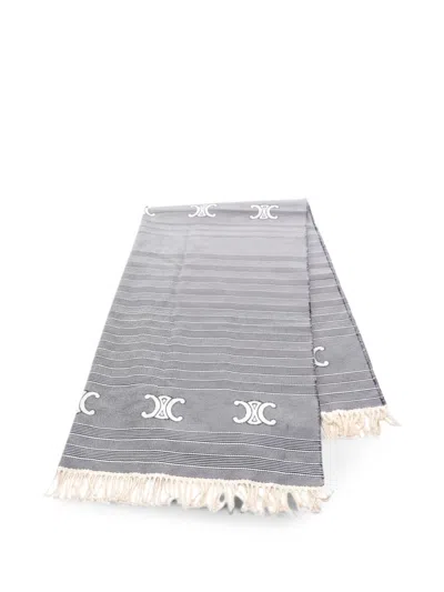 Pre-owned Celine Triomphe Stripe Scarf In Blue