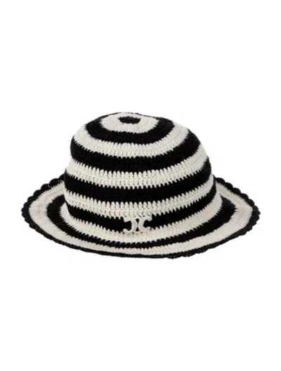 Pre-owned Celine Triomphe Striped Cloch Hat In Multi