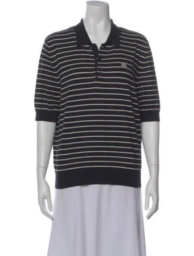 Pre-owned Celine Triomphe Striped Polo Shirt In Black