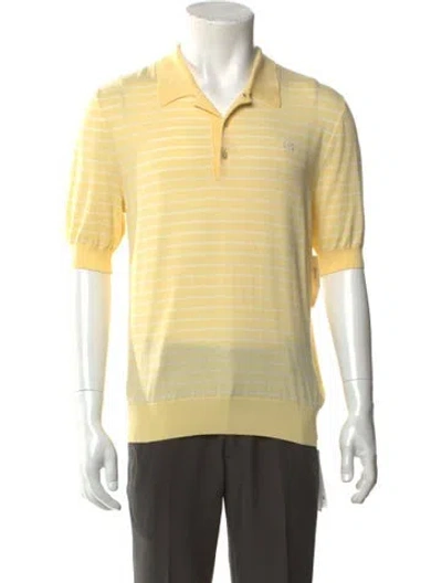 Pre-owned Celine Triomphe Striped Polo Shirt W/ Tags In Yellow