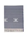 Celine Céline "triomphe" Striped Towel Blue In Blue