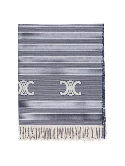 Celine Céline "triomphe" Striped Towel Blue