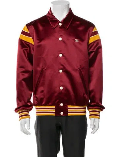 Pre-owned Celine Triomphe Striped Varsity Jacket W/ Tags In Burgundy