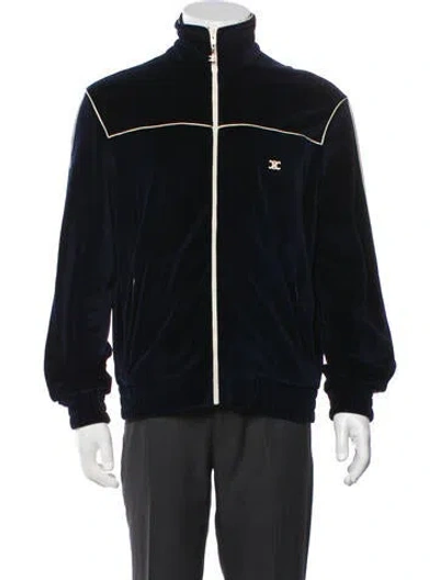 Pre-owned Celine Triomphe Striped Windbreaker In Blue