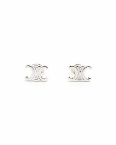 Celine Céline Triomphe Studs Earrings In Silver