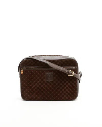Celine Céline Triomphe Suede Bag In Brown