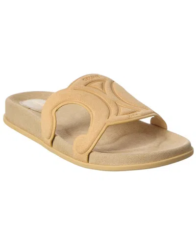 Celine Triomphe Suede Sandal In Brown