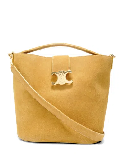Pre-owned Celine Triomphe Suede Shoulder Bag In Brown