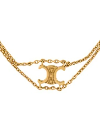 Pre-owned Celine Triomphe Suspended Necklace, 17" In Multi